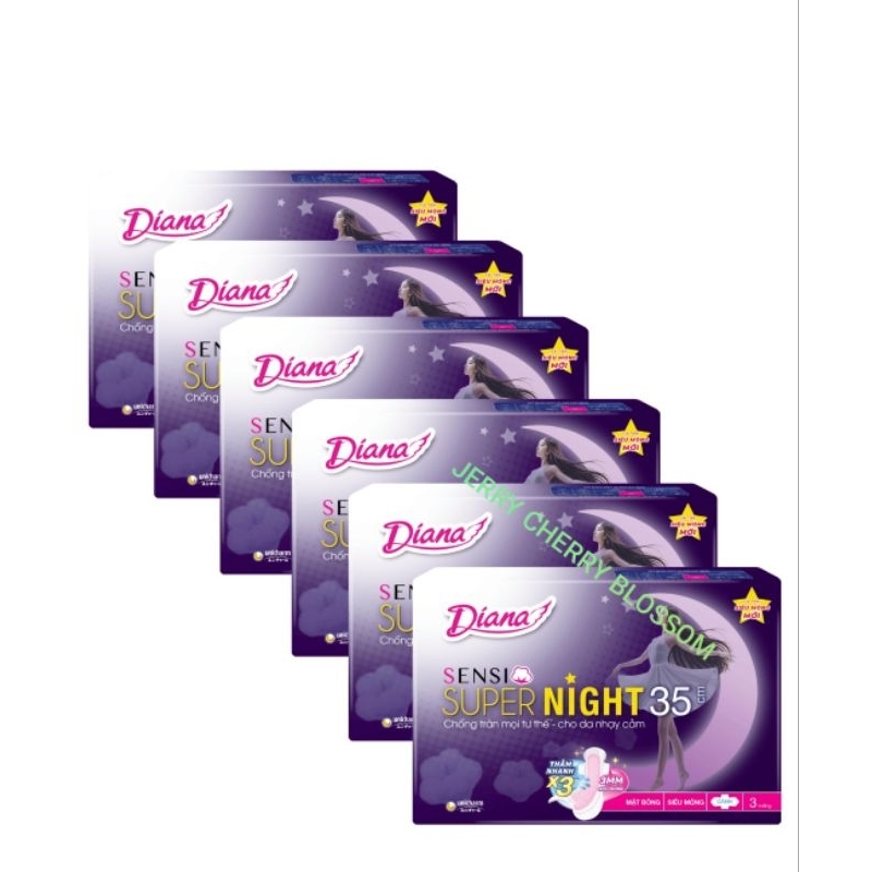 6 gói băng vệ sinh Diana sensi đêm 35/29cm mặt bông mềm mại