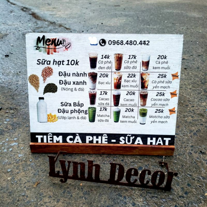 Menu gỗ A3 A4 in UV trực tiếp theo yêu cầu Free Logo - LynhDecor