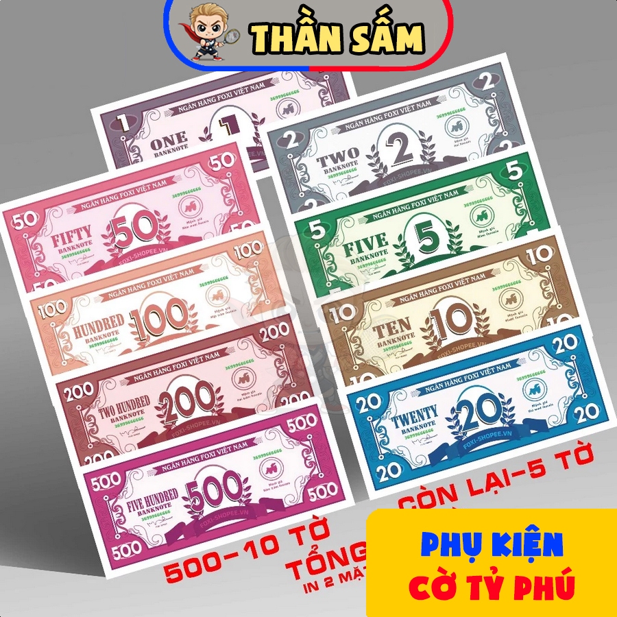[2 Mặt] Combo 50 Tờ Tiền Chơi Cờ Tỷ Phú Đã Cắt Sẵn Phụ Kiện Cờ Tỉ Phú ...