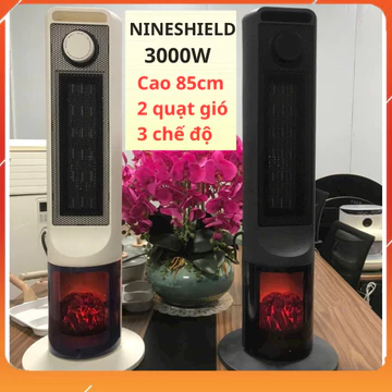 Quạt sưởi gốm Nineshield 3000w, Máy sưởi gốm Ceramic sưởi ấm phòng ngủ máy sưởi ấm cho bé