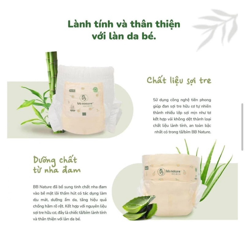 Combo 2 Bịch Tã Bỉm Dán Quần BB Nature Hàn Quốc Sợi Tre Organic Cao Cấp Cho Bé Đủ Size
