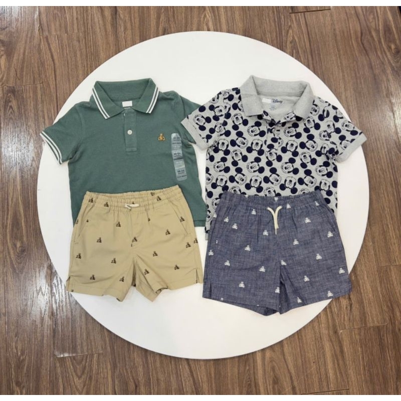(BomoHouse) Set Gapp* áo polo + quần short lưng thun bé trai VNXK dư xịn (6m-5y)