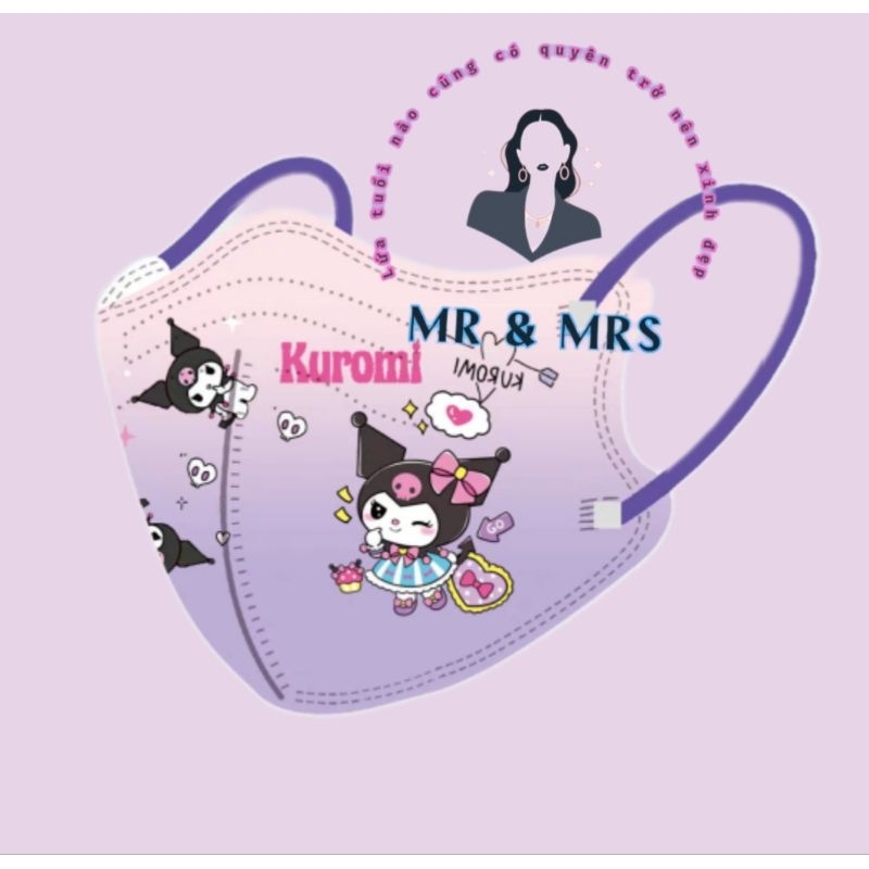 (Set 10c/50c) Khẩu Trang Hoạt Hình Kuromi  Cho Bé 4-12t