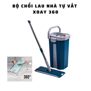 Bộ Cây lau Nhà ( 1 Thùng +2 Cây Lau +8 Bông Lau) Tự Vắt Thông Minh Đầu Xoay 360 Độ Tiện Lợi Lau Sàn S