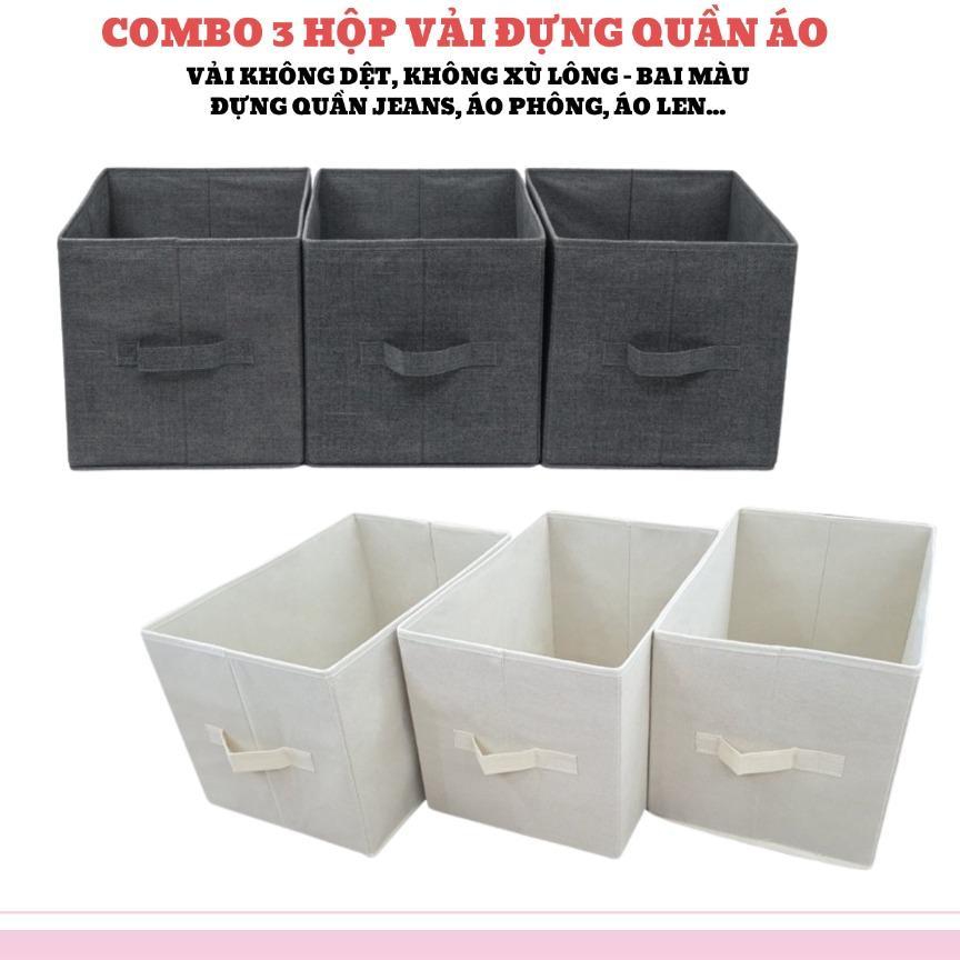 COMBO 3 Hộp Vải Đựng Đồ Đa Năng Hàng Cao Cấp VNXK – Thùng Đựng Quần Áo Gấp Gọn Có Quai Xách Tiện Lợi