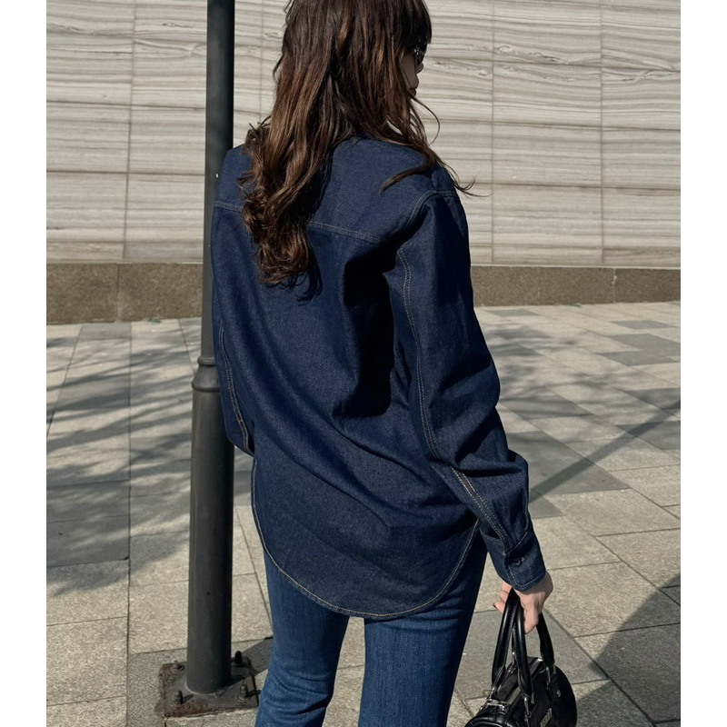 MIDDUA - SM028 Sơmi denim dáng dài, form rộng