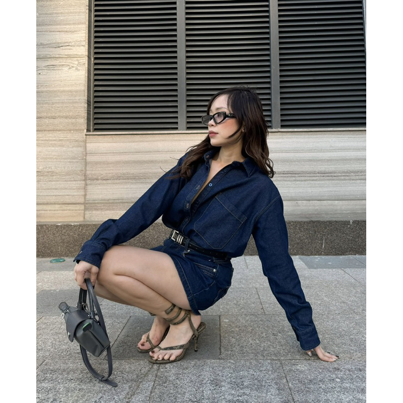 MIDDUA - SM028 Sơmi denim dáng dài, form rộng
