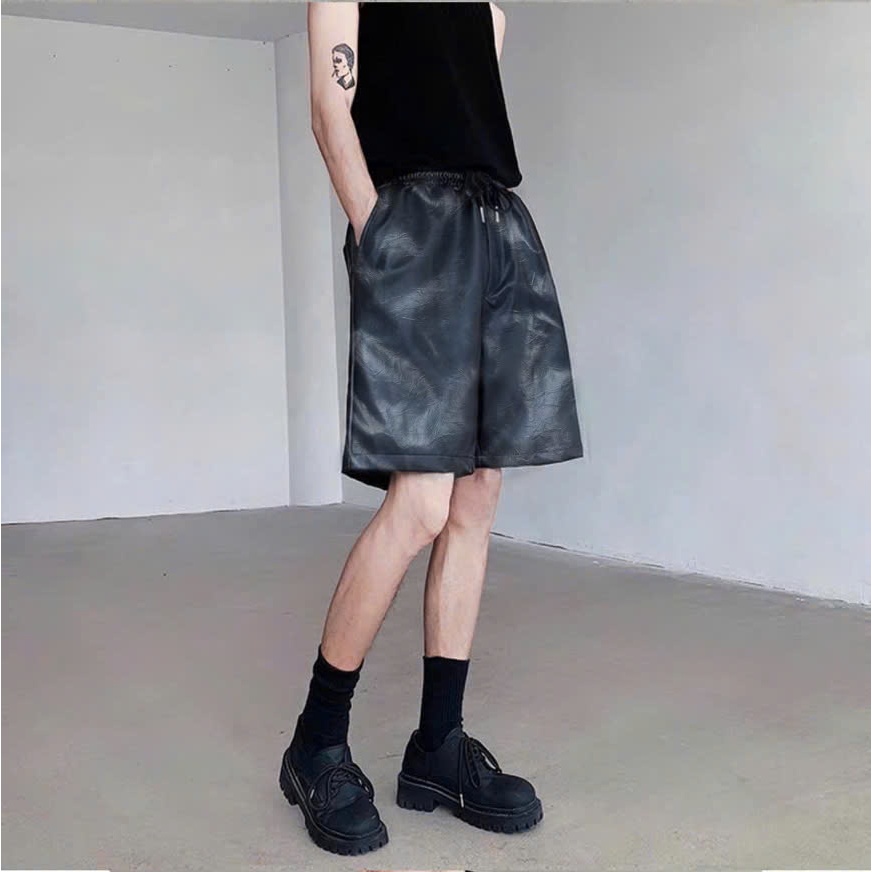 Quần Short da Leather BLACK DIAMOND ICVCVNI Unisex Menwear