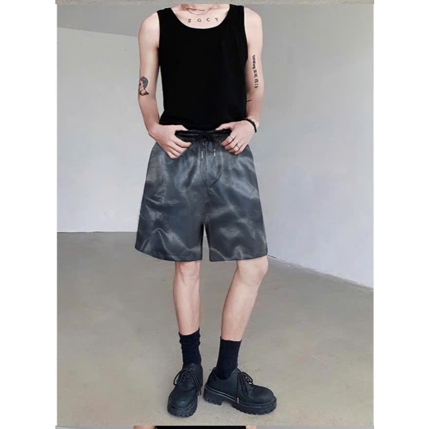 Quần Short da Leather BLACK DIAMOND ICVCVNI Unisex Menwear