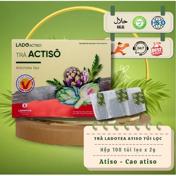 Trà Atiso Túi Lọc LADOPHAR - Hộp 100 Túi Trà Atiso Tiệm Trà Thảo Dược Giải Độc Thanh Lọc Cơ Thể Tăng Cường Chức Năng Gan