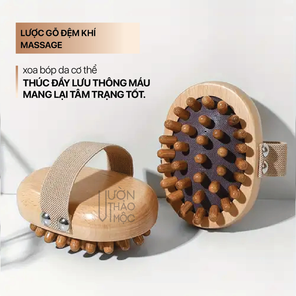 Ảnh Lược chải đệm khí massage cơ thể bằng gỗ sồi cao cấp Vườn Thảo Mộc chính hãng giảm nhức mỏi toàn thân 3