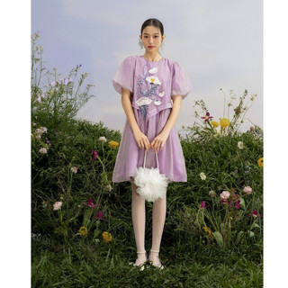 Đầm babydoll OLV tay phồng thêu nổi bật ngọt ngào Mireille phù hợp đi chơi đi cà phê
