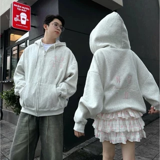 Áo Khoác Nỉ Hoodie Zip COTTON Form Boxy Thêu NQ30 SQUARE Form Rộng Nam Nữ Unisex