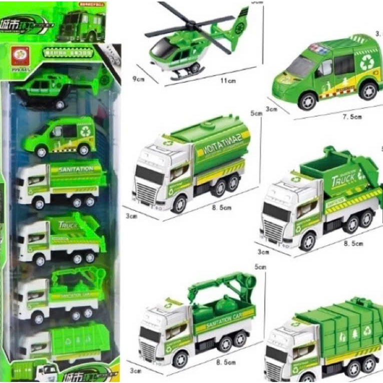 Set 6 xe ô tô mô hình mini công trình, xây dựng cho bé