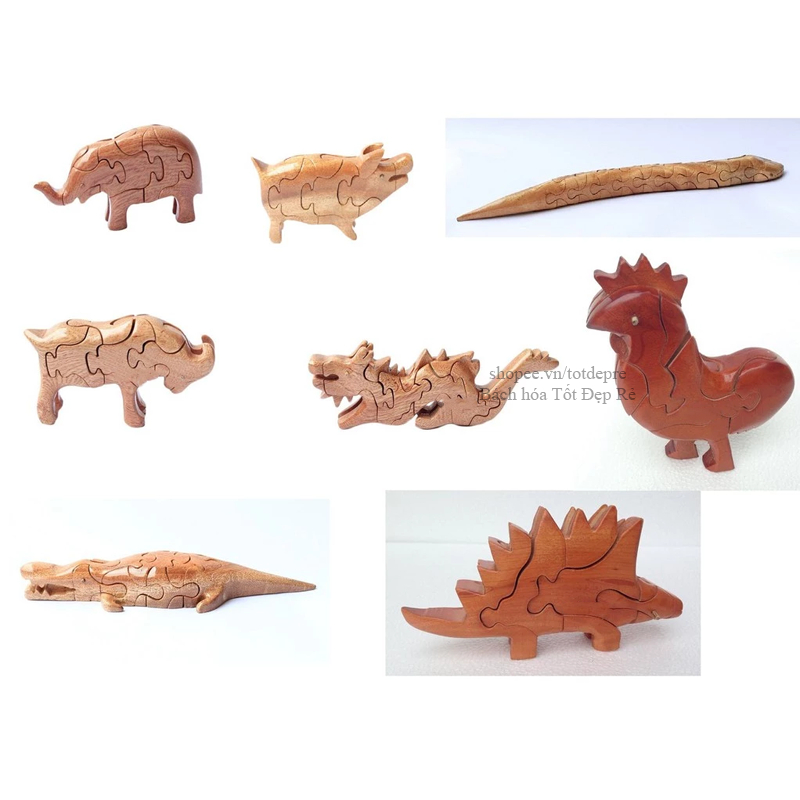 Ghép gỗ phát triển tư duy hình 3D các mẫu con vật