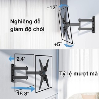 VARB Giá treo tivi xoay đa năng14-55 inch Giá treo tường TV khớp nối chuyển động đầy đủ, có xoay và nghiêng