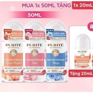 [Mua 1 Tặng 1] Lăn Khử Mùi Dưỡng Sáng Hương Nước Hoa Purité Cao Cấp Chai 50ML Tặng Lăn Khử Mùi / Sữa Tắm Sáng Da Anh Đào