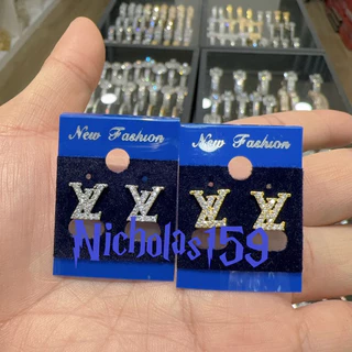 Bông tai V mạ vàng-bạch kim Nicholas159 trang sức sỉ
