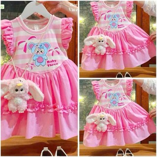 Váy V16 họa tiết BABY THREE hot hit cho bé gái,Váy đầm bé gái đi học đi chơi size 10-28kg