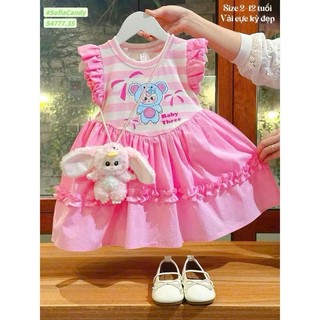 Váy V16 họa tiết BABY THREE hot hit cho bé gái,Váy đầm bé gái đi học đi chơi size 10-28kg