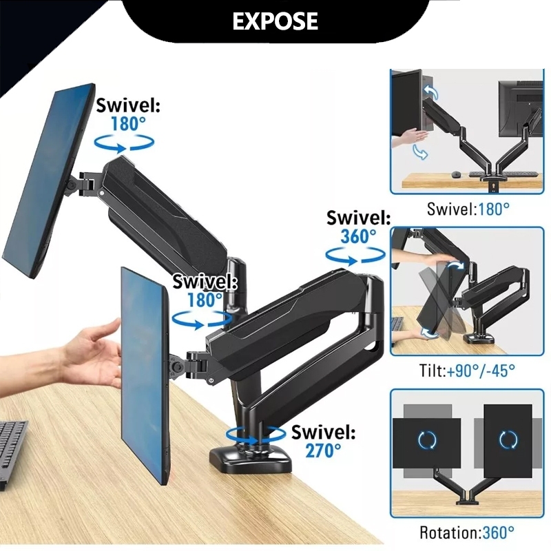 Giá treo 2 arm màn hình 17-34 inch 9 kg Xoay 360° và điều chỉnh đa Góc điều chỉnh từ Không cần khoan | BigBuy360 - bigbuy360.vn