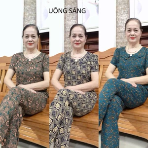 Đồ Bộ Trung Niên cho mẹ, Bộ là Lụa Hàn Châu Cao Cấp Trung Niên Cho Mẹ Yêu U40 U50 U60