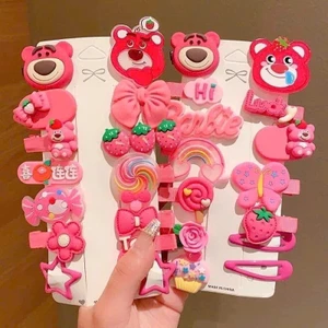 VỈ 14 KẸP TÓC HÌNH GẤU DÂU HỒNG SIÊU YÊU CHO BÉ