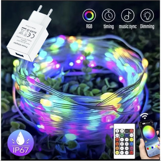 Đèn Led Cảm Ứng nháy đuổi 20 Mét 200 Hạt Led Dây đèn LED trang trí RGB 5V Cổng USB nháy theo nhạc kèm điều khiển