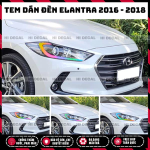 Tem decal dán đèn xe Elantra 2016 - 2018 , tem trang trí xe chống nước, bền màu