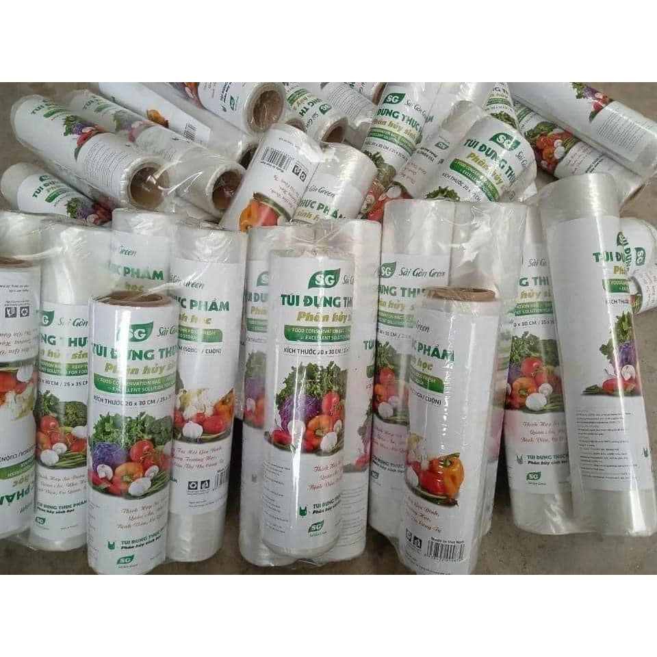 SET 3 CUỘN TÚI ĐỰNG THỰC PHẨM TỰ HỦY SINH HỌC THÂN THIỆN MÔI TRƯỜNG