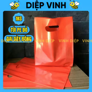 1kg túi nilon HD đỏ đựng hàng chất dày dùng làm túi đựng đồ, đựng quà biếu - 3 size