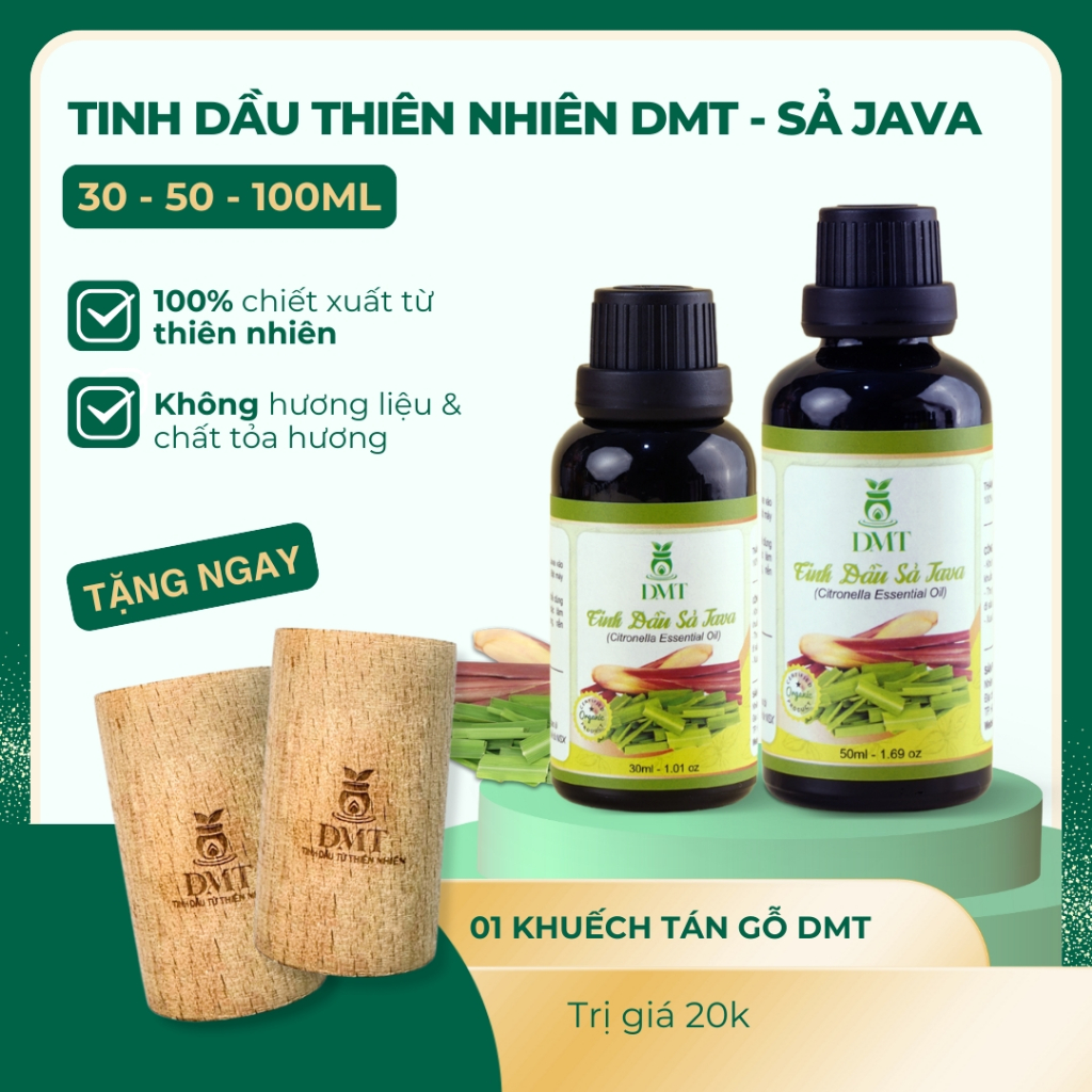Tinh Dầu Sả Java Thiên Nhiên DMT Nguyên Chất, Thơm Phòng, Khử Mùi Hôi, Cấp Ẩm - 30ml/50ml/100ml