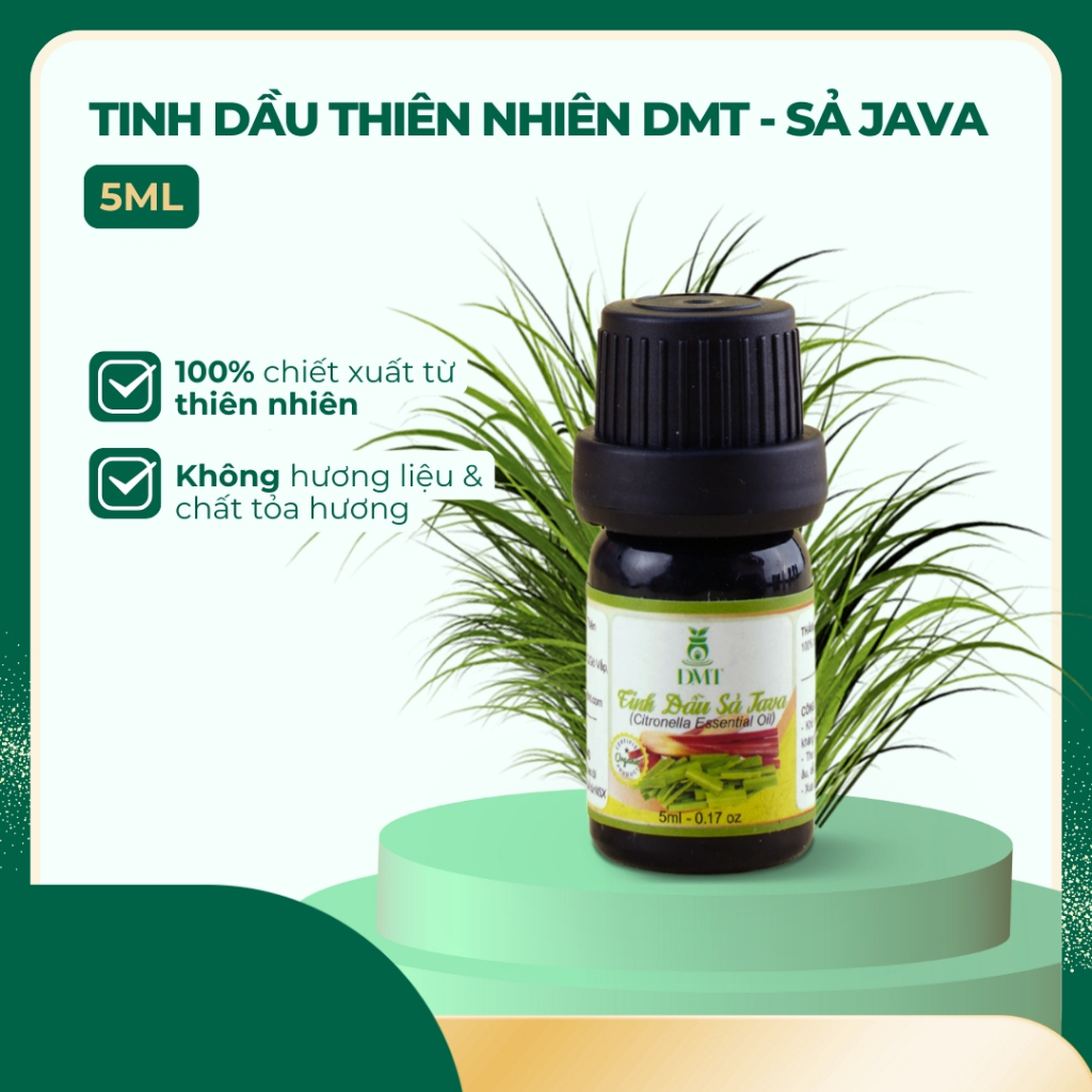 Tinh dầu Sả Java xông thơm phòng, treo xe DMT - tinh dầu sả khử mùi, đuổi muỗi, kháng khuẩn 5ml/10ml