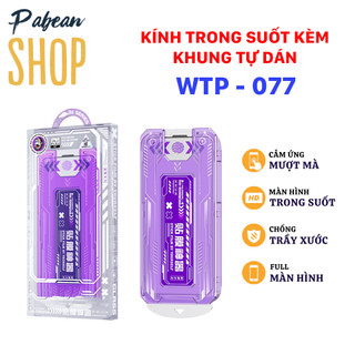 KÍNH FULL MÀN trong suốt HD kèm khung tự dán siêu nét WTP-077 cho đủ mã iPHONE