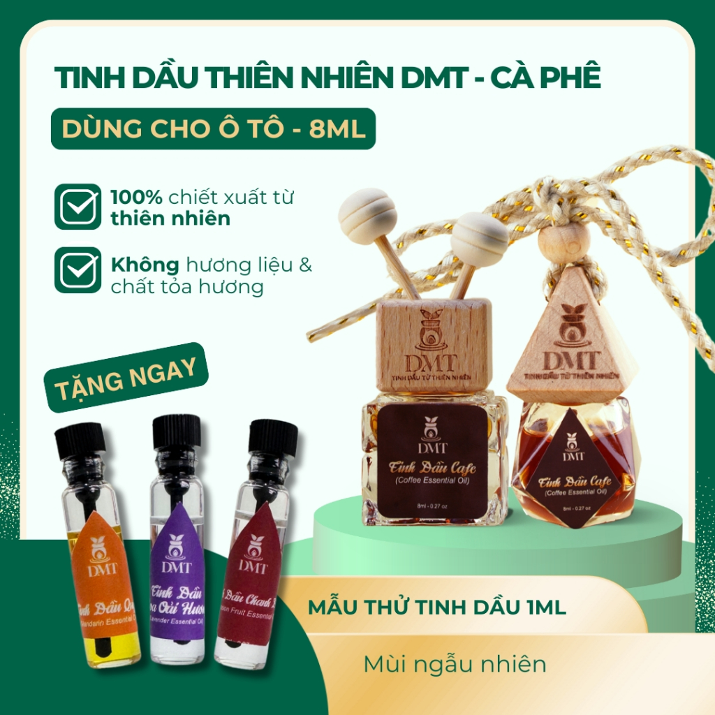 Tinh dầu cà phê treo và kẹp cửa gió ô tô DMT treo phòng, treo tủ , treo xe 8ml