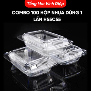 .Combo 100 hộp nhựa - H55 C55 dùng 1 lần đựng bánh su kem, gimbap, dâu tây, đồ ăn