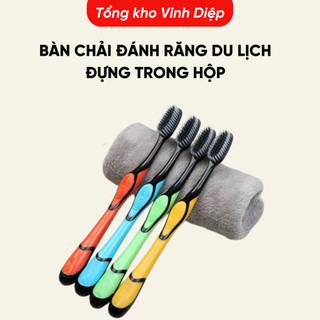 Bàn chải đánh răng than tre, bàn chải du lịch đóng hộp, bàn chải Hàn Quốc loại 1 sợi mềm
