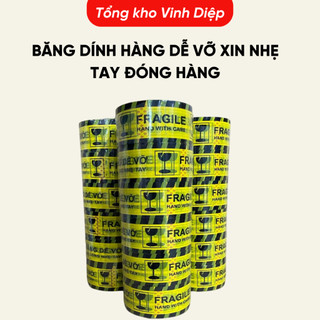 Băng dính Hàng Dễ Vỡ Xin Nhẹ Tay đóng hàng màu vàng 1 cuộn bản 5cm