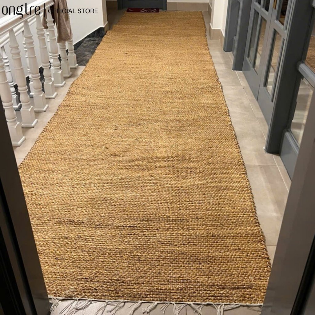 Thảm Trải Sàn Cói Lục Bình ONGTRE, Thảm Decor Cao Cấp Hình Vuông Chữ Nhật Cho Phòng Khách, Biệt Thự, Khách Sạn