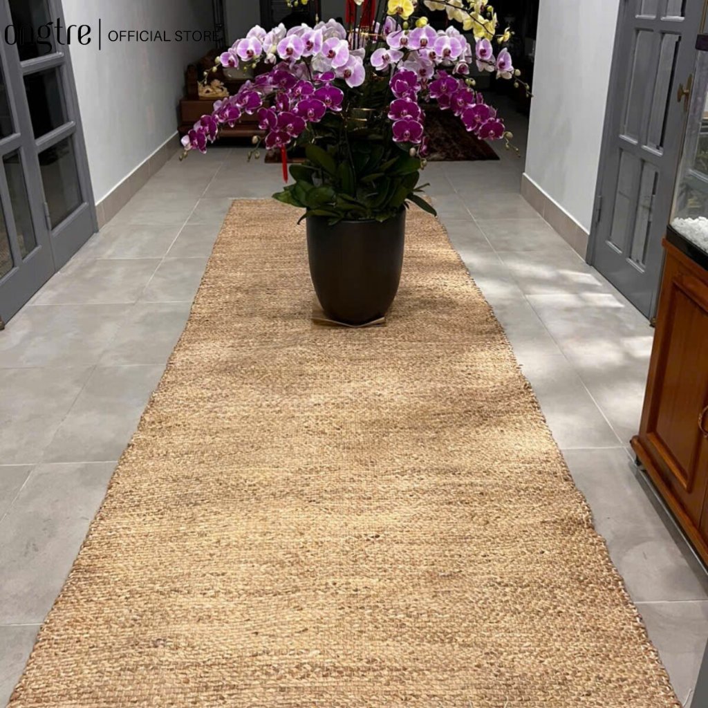 Thảm Trải Sàn Cói Lục Bình ONGTRE, Thảm Decor Cao Cấp Hình Vuông Chữ Nhật Cho Phòng Khách, Biệt Thự, Khách Sạn