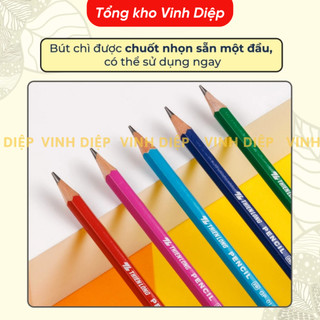 Bút chì gỗ 2B nhiều màu, viết êm tay rõ nét, bút chì vẽ