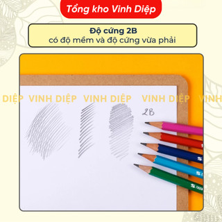 Bút chì gỗ 2B nhiều màu, viết êm tay rõ nét, bút chì vẽ