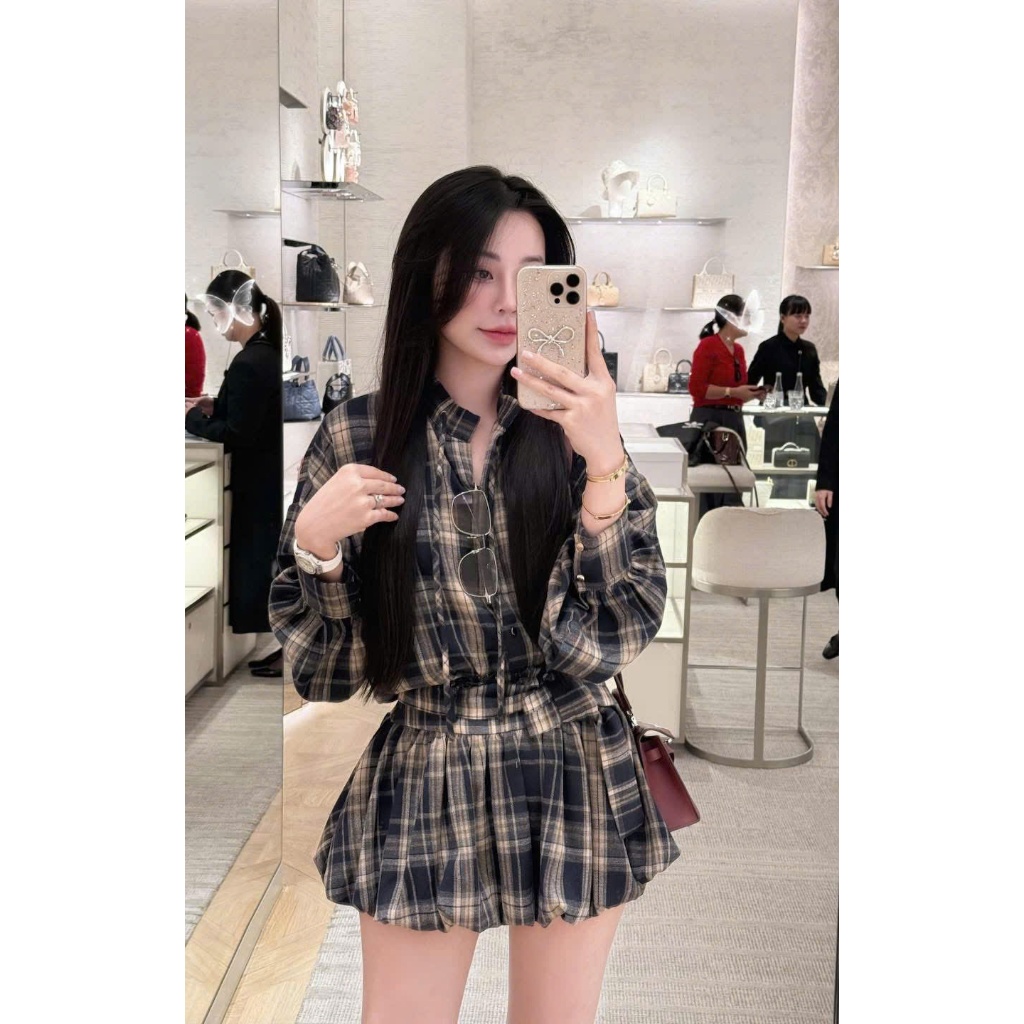 Áo sơ mi kẻ karo giấu quần, áo sơ mi giấu quần  có cổ kẻ karo trẻ  trung năng động phù hợp với mọi lứa tuổi