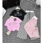 Set đồ nữ áo croptop in chữ quần dài suông ống rộng họa tiết caro