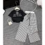 Set đồ nữ áo croptop in chữ quần dài suông ống rộng họa tiết caro