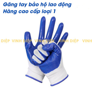 Combo 12 đôi găng tay sơn xanh tĩnh điện, găng bảo hộ lao động loại tốt bền đẹp giá rẻ