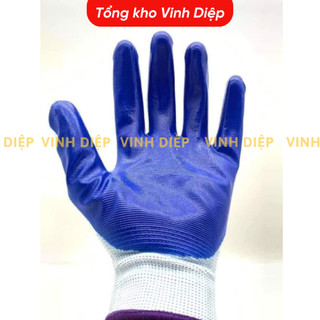 Combo 12 đôi găng tay sơn xanh tĩnh điện, găng bảo hộ lao động loại tốt bền đẹp giá rẻ