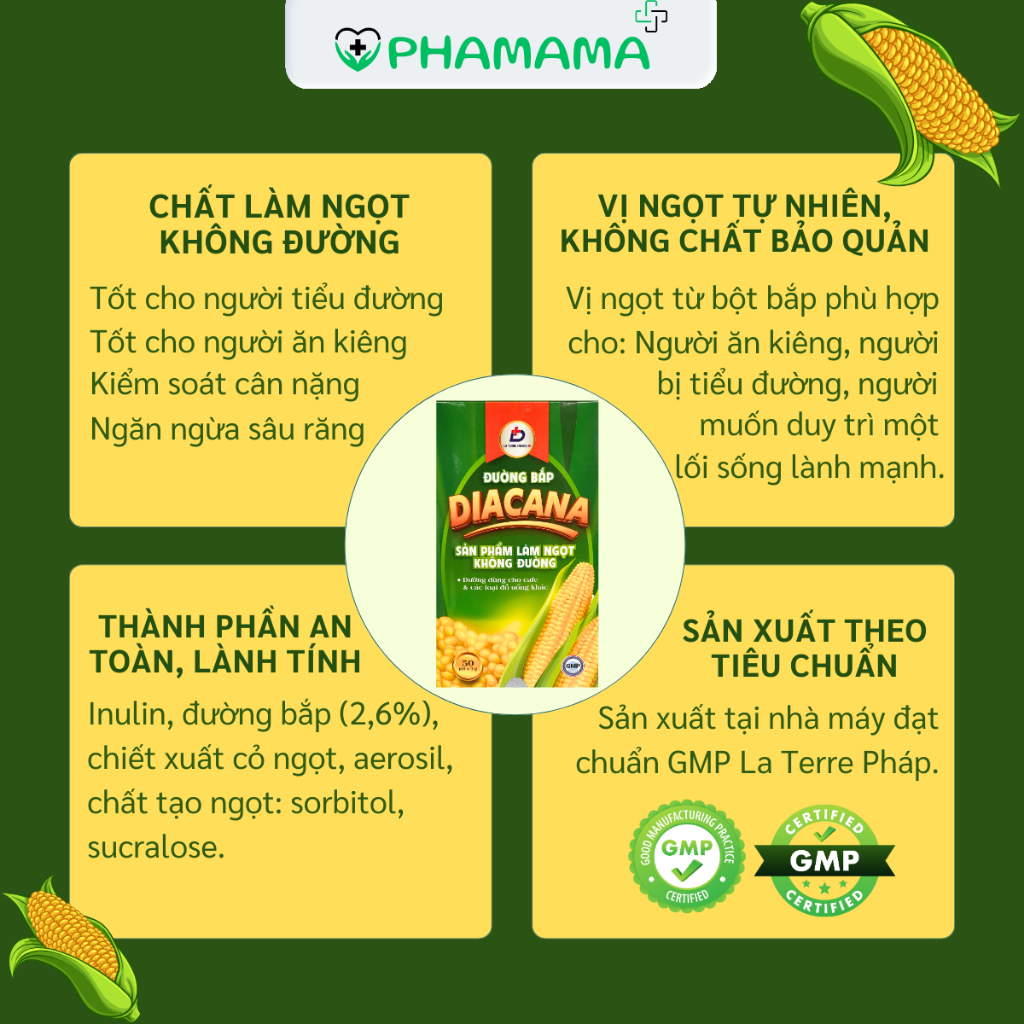 Ảnh Combo 2 Hộp Đường Ăn Kiêng Diacana khuyên dùng cho người tiểu đường, người đang ăn kiêng (hộp 50 gói) 4