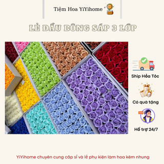 [LẺ] Đầu Bông Hoa Sáp 3 Lớp Nhiều Màu Sắc Loại Đẹp Form Chuẩn Cánh Cứng DIY Handmade YiYihome