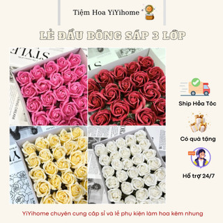 [LẺ] Đầu Bông Hoa Sáp 3 Lớp Nhiều Màu Sắc Loại Đẹp Form Chuẩn Cánh Cứng DIY Handmade YiYihome